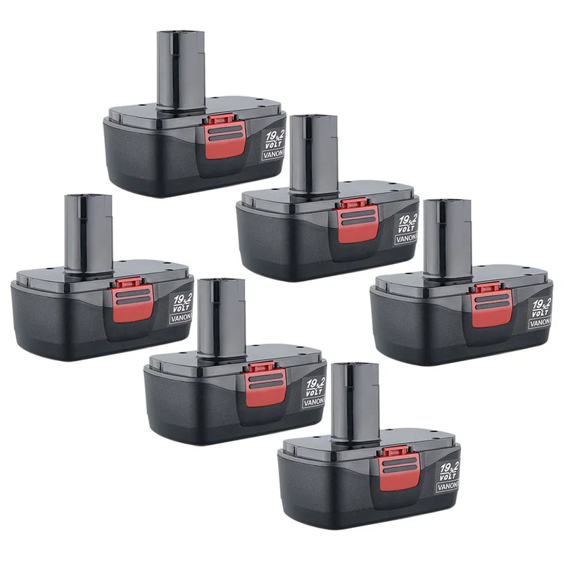 For Craftsman C3 19.2V 4.8Ah Battery Replacement | 130279005 Black Battery 6 Pack - Triple-Batteries