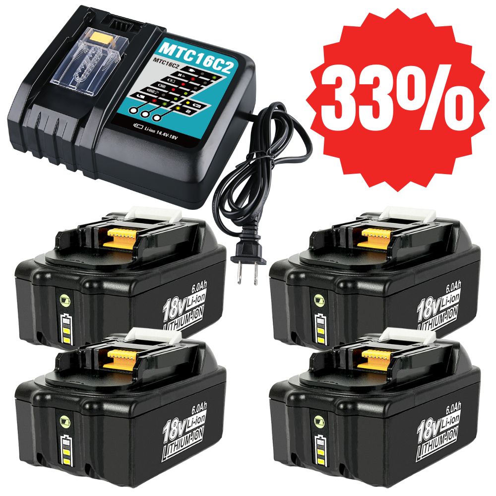 For Makita 18V Battery| BL1860B 6.0Ah Lithium BL1830 BL1850 Battery 4 Pack+DC18RC Charger