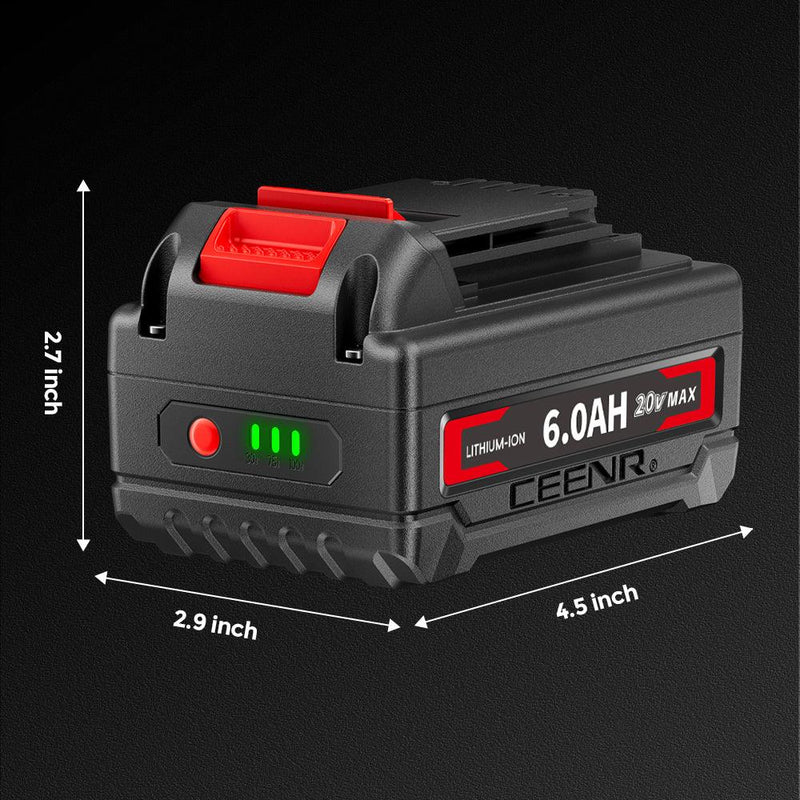 Ceenr 6.0Ah Battery For Black and Decker 18V(20V Max) | Replacement Model LBXR20, with LG Battery Cell (INR18650HG2) - Triple-Batteries