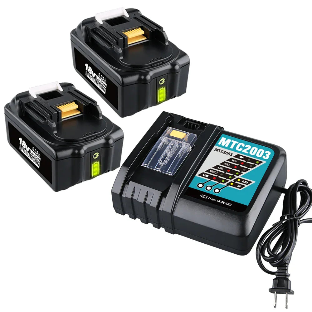 For Makita 18V BL1850B 5.0Ah Battery Replacement 2 Pack With For Makita 18V BL1850B 5.0Ah Battery Replacement 2 Pack With