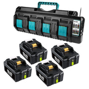 4 Pack For 18V 5Ah Makita BL1850B battery replacement & 4-port 18V Li-ion charger DC18SF For 14.4V-18V battery | clearance - Triple-Batteries
