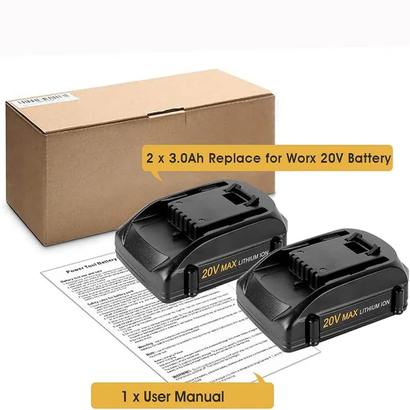 For Worx 20V MAX Battery Replacement | WA3520 8.0Ah Li-ion Battery 2 Pack - Triple-Batteries