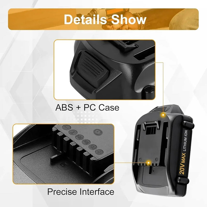 For Worx 20V MAX Battery Replacement | WA3520 8.0Ah Li-ion Battery 4 Pack - Triple-Batteries