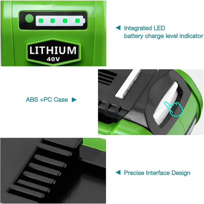 For GreenWorks 40V 8.0Ah Battery Replacement | Lithium Battery 29472 29462 Battery For GreenWorks 40V G-MAX Power Tools 2 PACK - Triple-Batteries