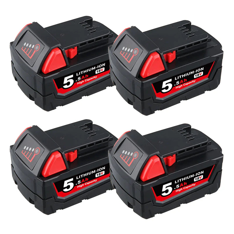 For Milwaukee M18 18V 5.5Ah XC Li-ion Battery Replacement | 4 Pack - Triple-Batteries