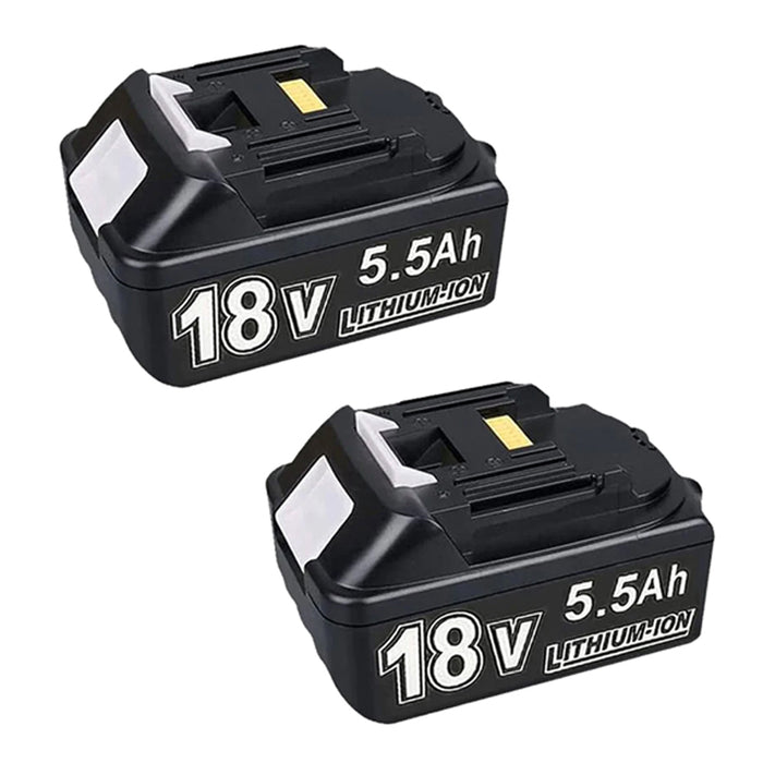 For 18V 5.5Ah Makita BL1850 Battery Replacement 2 Pack with LED & For Makita DC18RD Dual Port Rapid Charger for BL1850 BL1830 Lithium-Ion Battery - Triple-Batteries