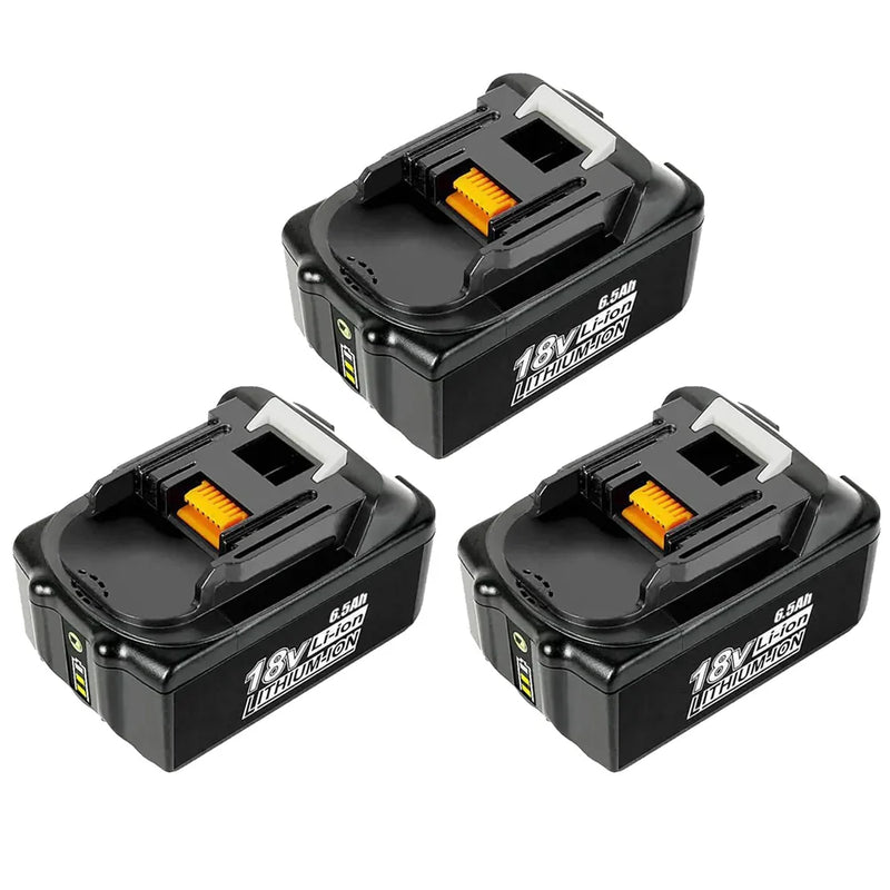 For Makita 18V Battery Replacement | BL1860B 6.5Ah Li-ion Battery With LED Indicator I BL1840 BL1850 BL1830 3 Pack - Triple-Batteries