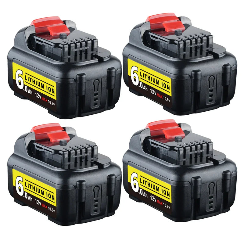 For Dewalt 12V Battery Replacement | DCB120 DCB123 DCB127 6.0Ah Li-ion Battery 4 Pack - Triple-Batteries