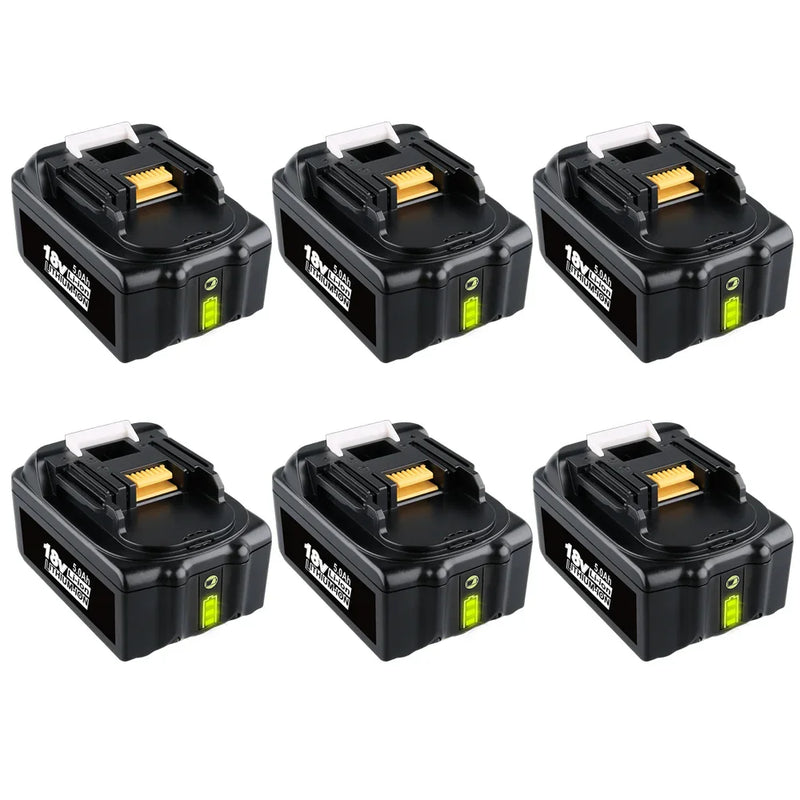 6 Pack For Makita 18V Battery Replacement | BL1850B 5.0Ah Li-ion Battery With LED Indicator I BL1840 BL1850 BL1830 | clearance - Triple-Batteries