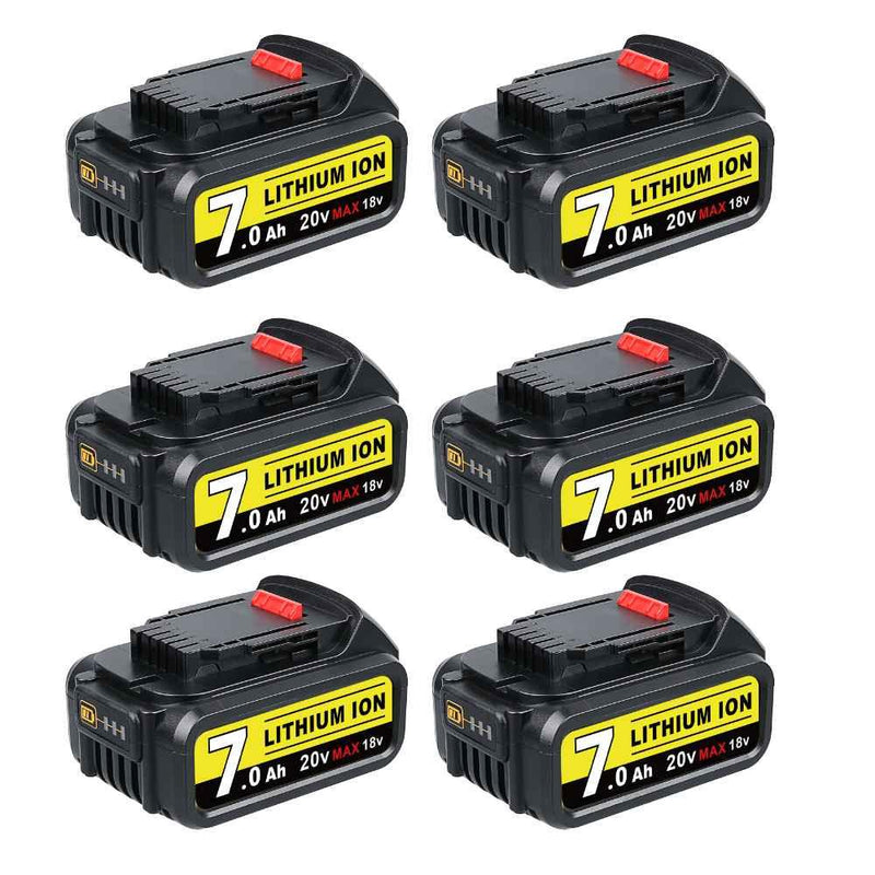 6 Pack For DeWalt 7.0Ah Battery | 20V Max Li-ion Battery DCB200 DCB206 DCB201 DCB203 DCB180 - Triple-Batteries