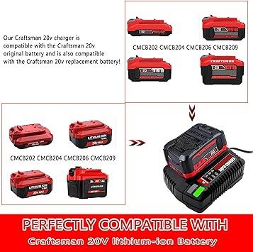 For Craftsman V20 20V Li-ion Battery Charger CMCB104 CMCB102 - Triple-Batteries