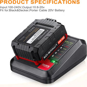20V PCC692L PCC691L Charger for Porter Cable Charger PCC680L PCC681L PCC682L PCC685L PCC685LP PCC699L 20V MAX Lithium Battery LBXR20 LBXR2020 LB2X4020-OPE - Triple-Batteries