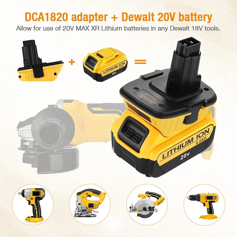 For DeWalt DCA1820 18V to 20V Battery Adapter | Battery Converter 2 Pack - Triple-Batteries