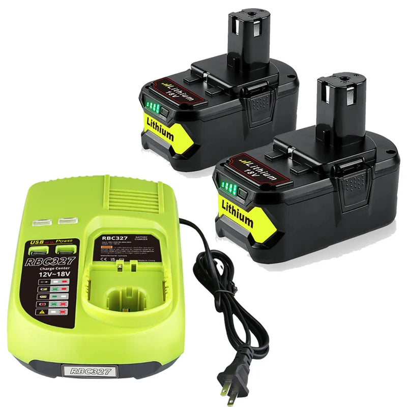 For Ryobi 18V 7.0Ah P108 Battery Replacement 2 Packs With Charger For Ryobi 12V-18V P117 P104 Ni-Cd & Ni-Mh - Triple-Batteries