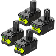 4 Packs 8.0Ah For Ryobi 18V P108 Battery replacement | High Capacity Li-ion Battery - Triple-Batteries