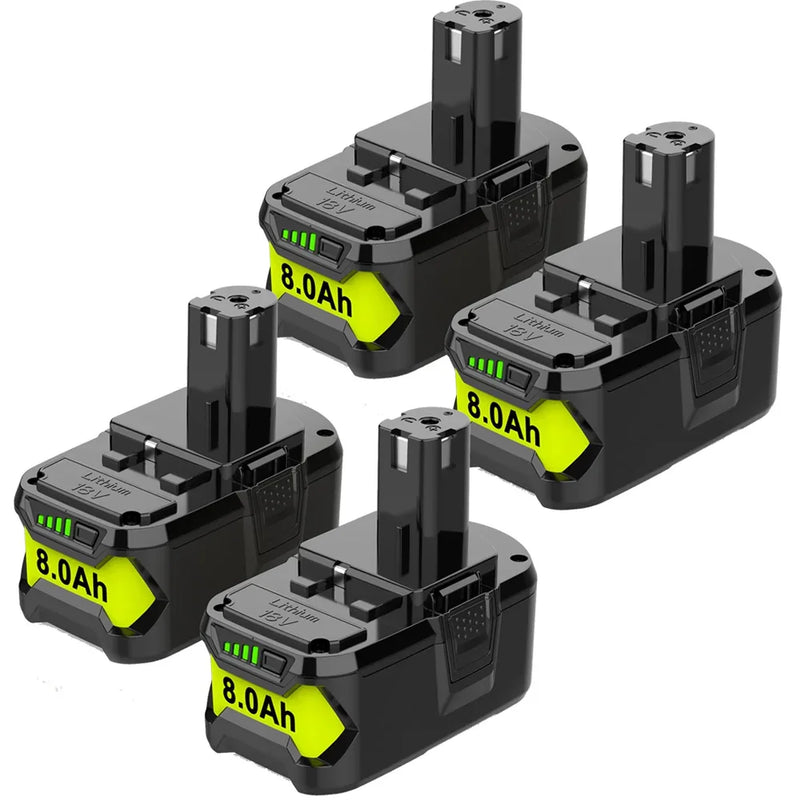 4 Packs 8.0Ah For Ryobi 18V P108 Battery replacement | High Capacity Li-ion Battery - Triple-Batteries