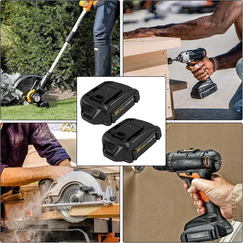 For Worx 20V Max Battery Replacement | WA3520 7.0Ah Li-ion Battery 4 Pack - Triple-Batteries