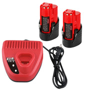 2 Pack For Milwaukee M12 12V 3.5Ah Battery Replacement + M12 Charger Replacement | 12V Rapid Charger - Triple-Batteries