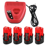 4 Pack For Milwaukee M12 12V 3.5Ah Battery Replacement + M12 Charger Replacement | 12V Rapid Charger - Triple-Batteries