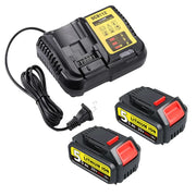 For DeWalt 20V MAX Battery | DCB200 5.5Ah LI-ION Battery 2 Pack with DCB112 Charger For DeWalt 20V Battery Charger | Replace DCB112 DCB107 DCB105 - Triple-Batteries