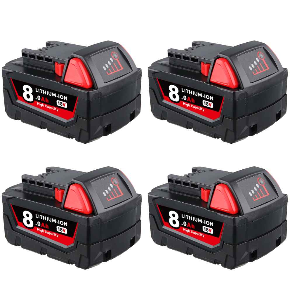 For Milwaukee 18V Battery Replacement | M18 8.0Ah Li-Ion Battery 4 Pack