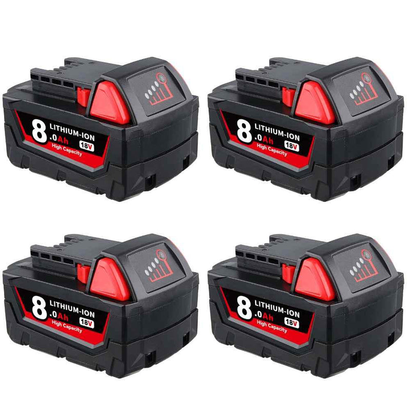 For Milwaukee 18V XC Battery Replacement | 8.0Ah Li-Ion Battery 4 PACK - Triple-Batteries