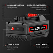 Ceenr 8.0Ah Battery For Black and Decker 20V Max 4 Pack | Replacement Model LBXR20, with Lishen 21700 Battery Cell (LR2170LA) - Triple-Batteries