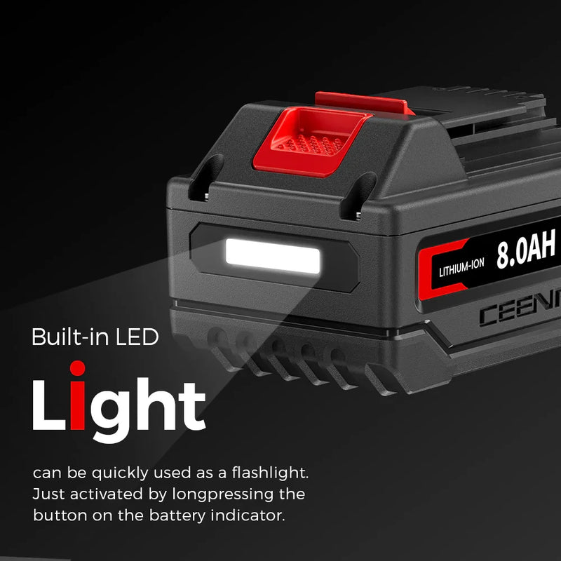 Ceenr 8.0Ah Battery For Black and Decker 20V Max 2 Pack | Replacement Model LBXR20, with Lishen 21700 Battery Cell (LR2170LA) - Triple-Batteries