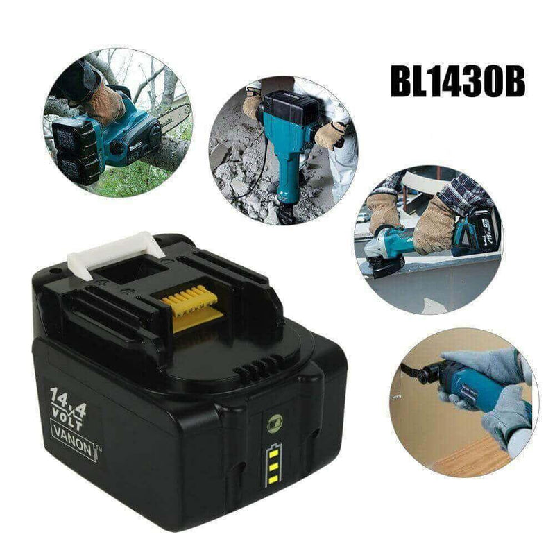 6.0Ah For Makita 14.4V Battery Replacement | BL1460B BL1440B BL1430B Li-ion Battery With LED 2 Pack | clearance - Triple-Batteries