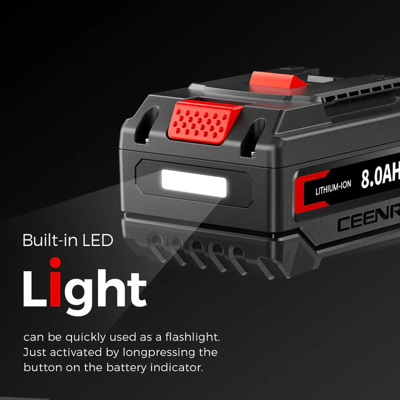 Ceenr 8.0Ah Battery For Bosch 18V 2 Pack | Replacement Model BAT610G, with Lishen 21700 Battery Cell (LR2170LA) - Triple-Batteries