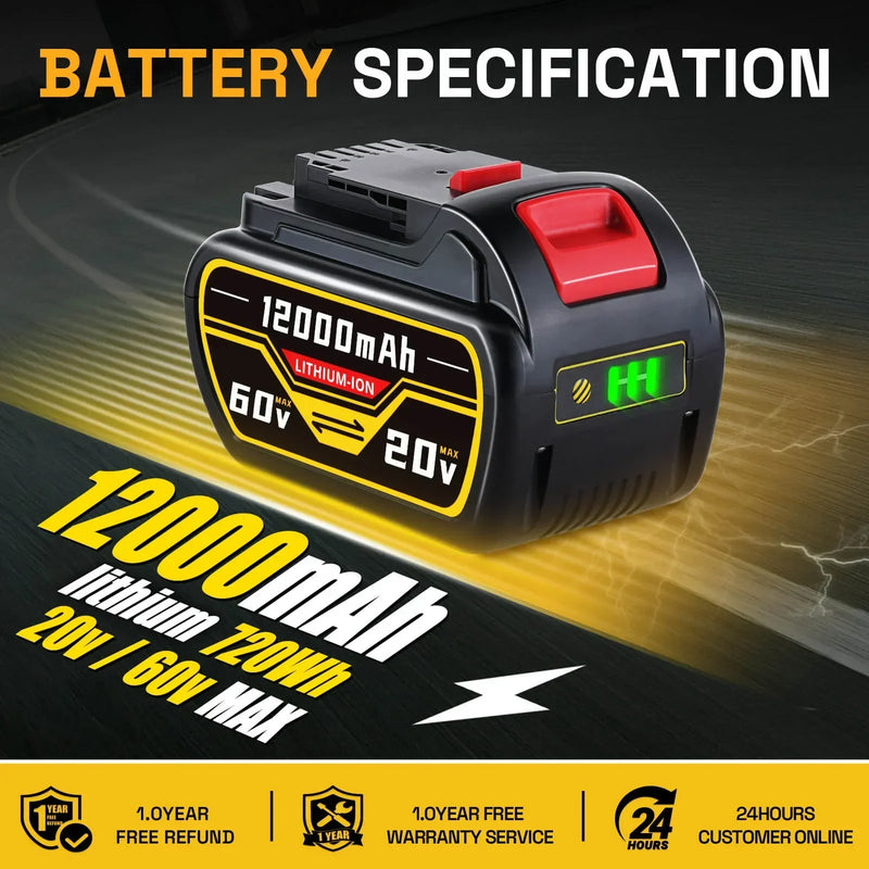 For Dewalt DCB609 20V/60V MAX FLEXVOLT Li-Ion 12.0Ah Battery DCB609-2 DCB606 2PACK - Triple-Batteries