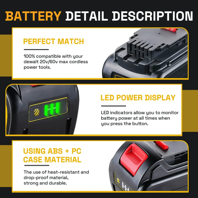 For Dewalt DCB609 20V/60V MAX FLEXVOLT Li-Ion 12.0Ah Battery DCB609-2 DCB606 - Triple-Batteries
