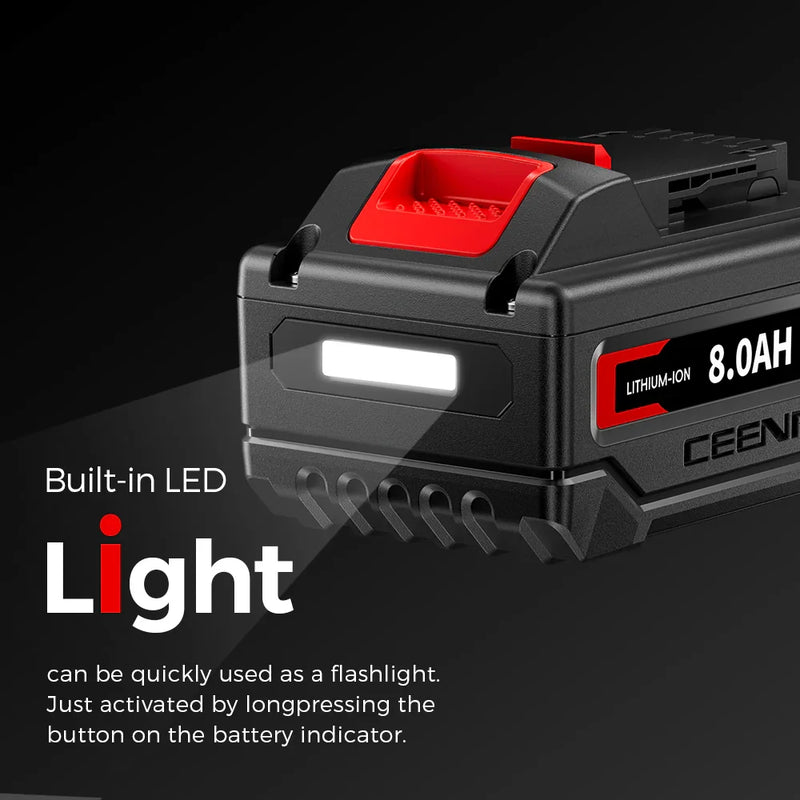 Ceenr 8.0Ah Battery For DeWalt 18V(20V Max) 4 Pack | Replacement Model DCB200, with Lishen 21700 Battery Cell (LR2170LA) - Triple-Batteries