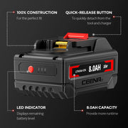 Ceenr 8.0Ah Battery For Makita 18V 2 Pack | Replacement Model BL1860B, with Lishen 21700 Battery Cell (LR2170LA) - Triple-Batteries