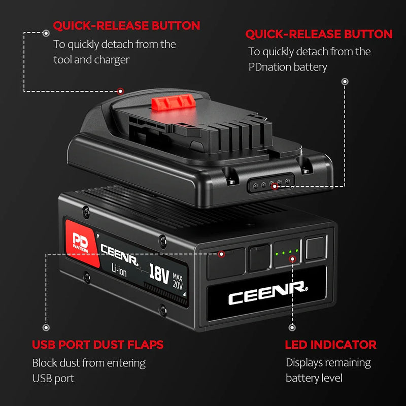 Ceenr® 4.0Ah PDnation Battery For DeWalt 18V(20V Max) Power Tools - Triple-Batteries