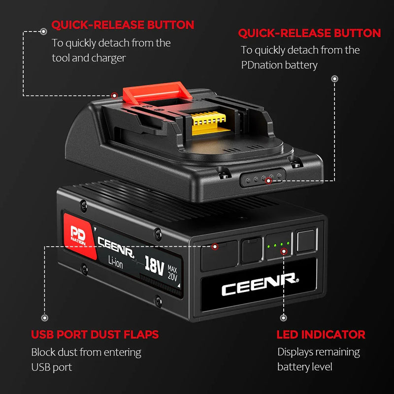 Ceenr® 4.0Ah PDnation Battery For Makita 18V Power Tools - Triple-Batteries
