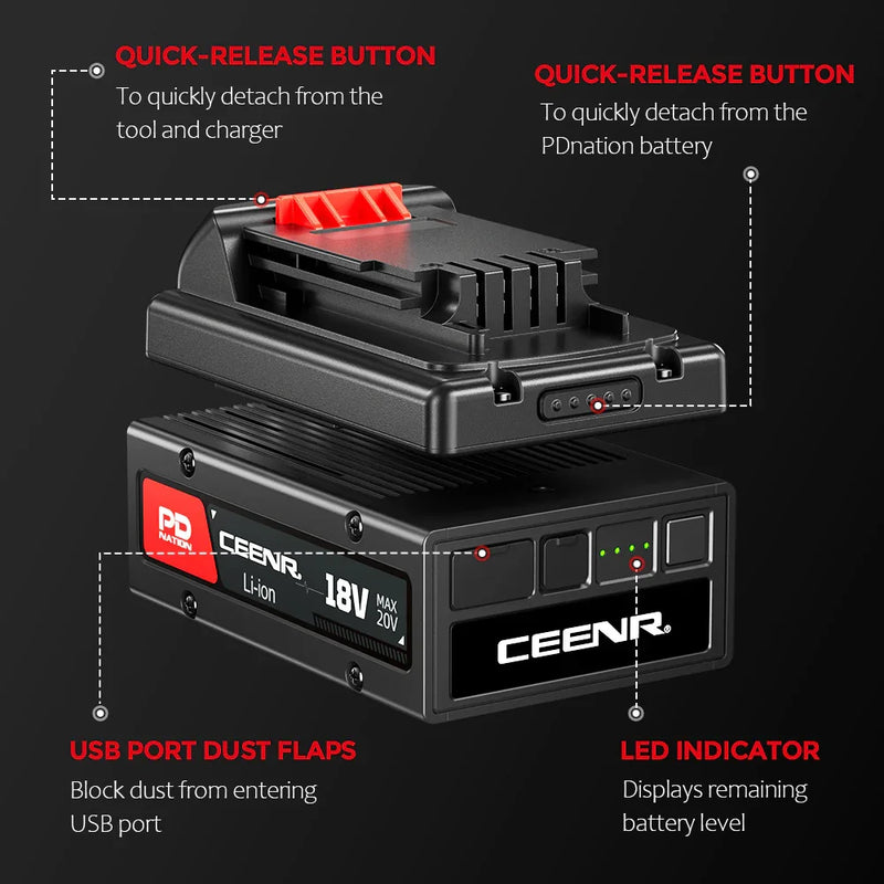 Ceenr® 4.0Ah PDnation Battery For Black and Decker 20V Max - Triple-Batteries