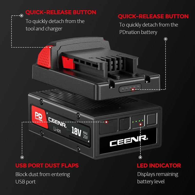Ceenr® 4.0Ah PDnation Battery For Milwaukee 18V Power Tools - Triple-Batteries