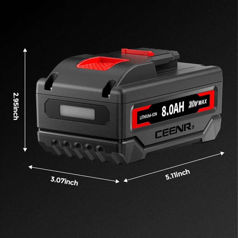 Ceenr 8.0Ah Battery For Worx 20V Max | Model WA3551, with Lishen 21700 Battery Cell (LR2170LA) - Triple-Batteries