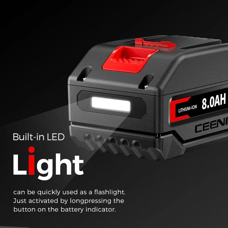 Ceenr 8.0Ah Battery For Worx 20V Max | Model WA3520, with Lishen 21700 Battery Cell (LR2170LA) - Triple-Batteries