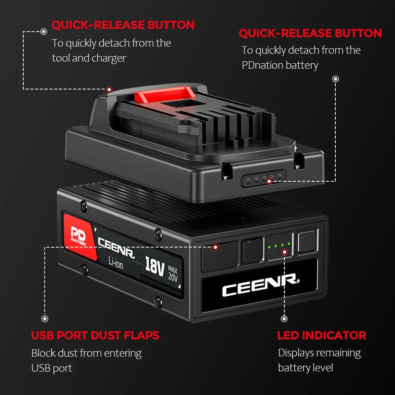 Ceenr® 4.0Ah PDnation Battery For Worx 20V WA3408 Power Tools - Triple-Batteries