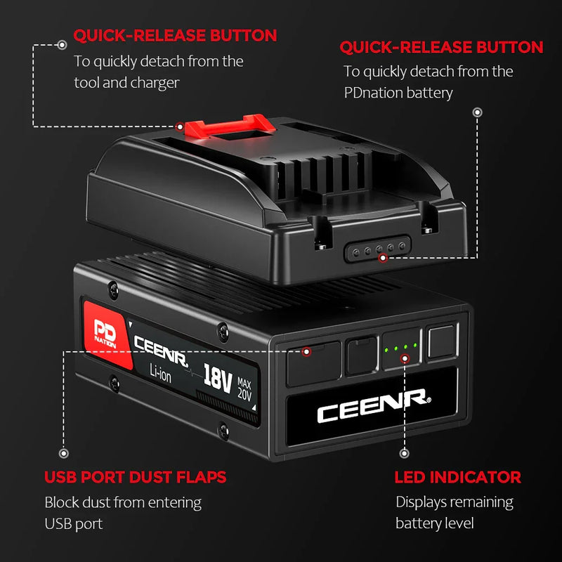 Ceenr® 4.0Ah PDnation Battery For Worx 20V WA3520 Power Tools - Triple-Batteries
