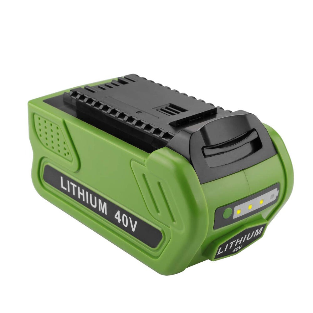 GreenWorks 40V 6.0Ah Battery Replacement | Lithium Battery 29472 29462 Battery For GreenWorks 40V G-MAX Power Tools | 29252 20202 22262 25312 25322 20642 22272 27062 21242 | front