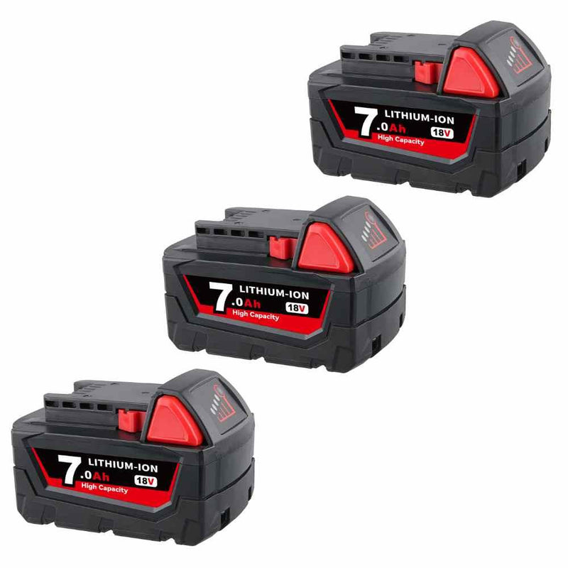 7.0Ah For Milwaukee 18V Battery Replacement 48-11-1811 | M18 Li-ion Battery 3 Pack - Triple-Batteries