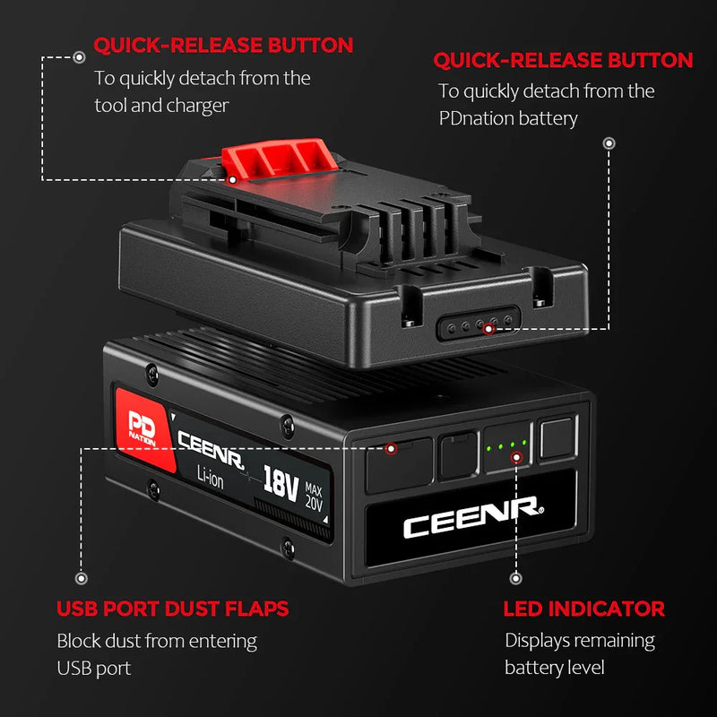 Ceenr® 4.0Ah PDnation Battery For Porter Cable 20V Power Tools - Triple-Batteries