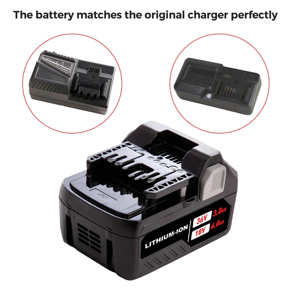 18V/36V 6.0Ah Lithium-ion Replacement Battery For Metabo HPT (Hitachi) MultiVolt Battery / 371751M 372121M BSL36A18 BSL36B18