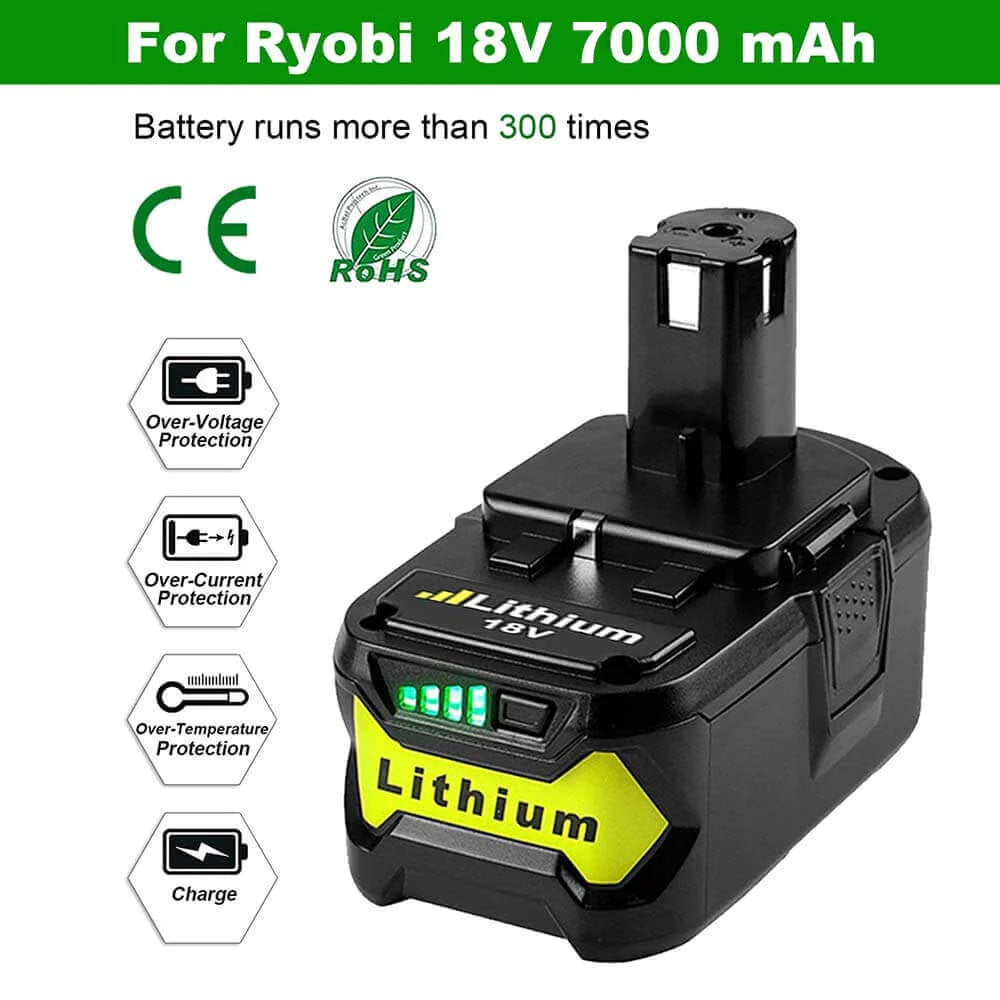 7.0Ah For Ryobi 18V P108 Battery replacement | High Capacity Li-ion Battery