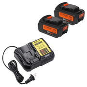 For DeWalt 20V MAX Battery | DCB200 6.0Ah LI-ION Battery 2 Pack with DCB112 Charger For DeWalt 20V Battery Charger | Replace DCB112 DCB107 DCB105 - Triple-Batteries