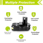 3.6Ah For Ryobi P102 Battery Replacement | 18V Li-Ion Battery 3 Packs - Triple-Batteries