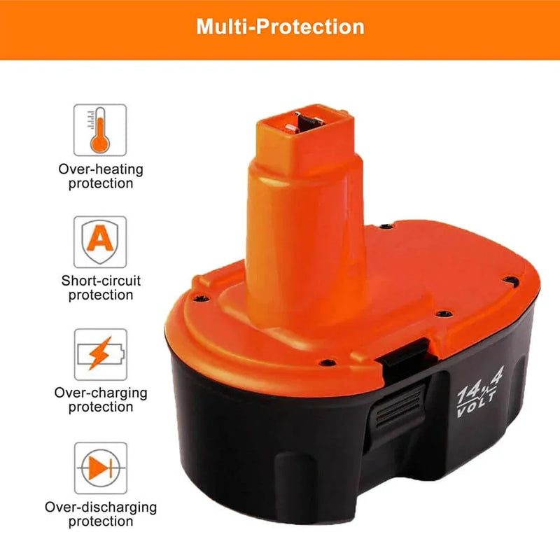 For Dewalt 14.4V Battery Replacement | DC9091 4.8Ah Ni-Mh Battery 4 Pack - Triple-Batteries